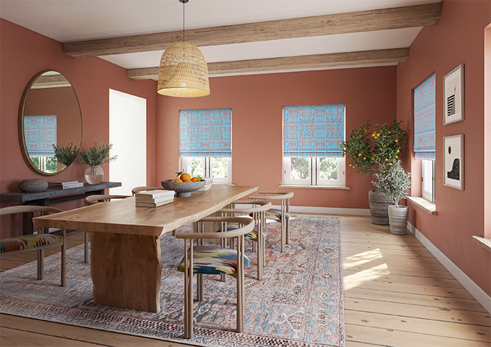 Bamboo Candy, Red Blue - Roman Blind - Image 6